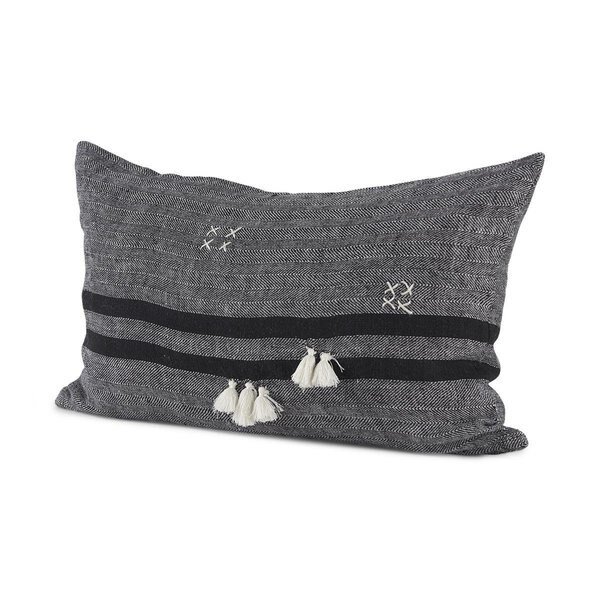 13 x 21 x 13 in. Dark Gray Detailed Lumbar Throw Pillow Cover, Homeroots, Mfr#: 392283
